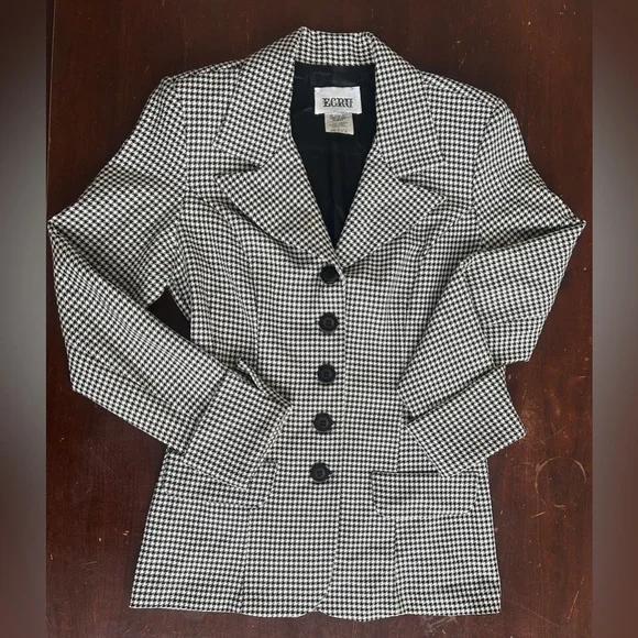 Vintage Houndstooth Blazer – Made in USA, Women’s Medium - Picture 1 of 6